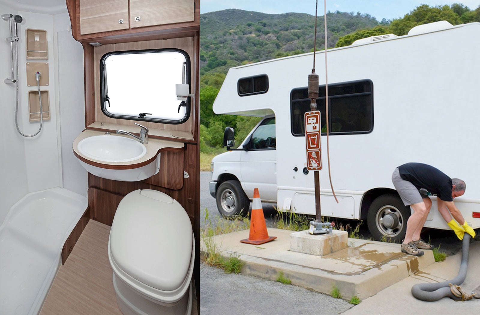 Portable RV/camper toilet and holding tank setup in Goldsboro, North Carolina